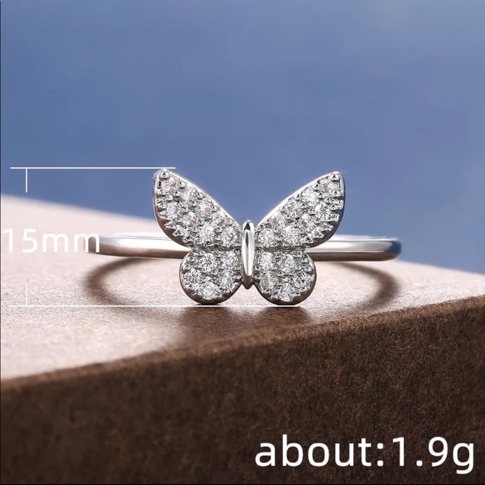 New Women’s Butterfly 925 Silver Diamond Ring - Picture 6 of 6